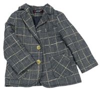 Tmavomodro-béžové kostkované sako 