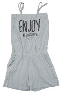 Světlemodrý teplákový kraťasový overal s nápisem Page one young