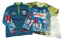 Nové - 2 set - mintovo-zeleno-barevné vzorované sportovní triko + tričko Masita 