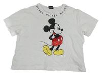 Bílé crop tričko s Mickeym Disney