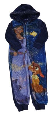 Tmavomodrá třpytivá chlupatá kombinéza s Ashou a kapucí - Wish Disney