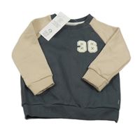 Nové - Tmavošedo-béžová mikina s číslem zn. F&F