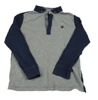 Tmavomodro-šedé polo triko s výšivkou Next