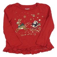 Červené triko s tučňákem C&A