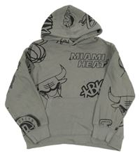 Šedá mikina s býky, nápisy a kapucí Zara