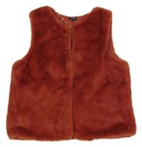 Cihlová kožešinová podšitá vesta Kiabi