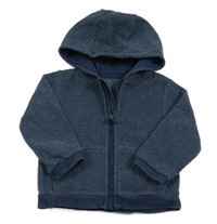 Tmavomodrá melírovaná propínací mikina s kapucí Tu