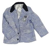 Světlemodré vzorované sako s nášivkami 