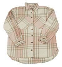 Světlerůžovo-smetanovo-hnědá kostkovaná košilová bunda Lc waikiki