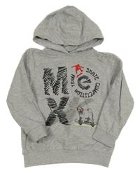 Šedá mikina s potiskem a kapucí Mexx