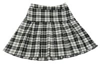 Bílo-černá kostkovaná skládaná sukně Tu
