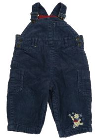 Tmavomodré laclové zateplené manšestráky C&A