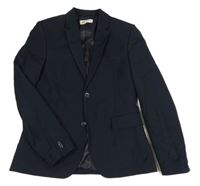 Tmavomodré vlněné slavnostní sako H&M