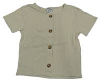 Béžové žebrované crop tričko s knoflíčky Page one young