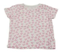 Bílo-růžové tričko se srdíčky Primark