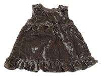 Kávové lesklé sametové šaty s mašlí H&M