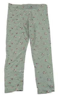 Zelenošedé legíny s kytičkami Primark