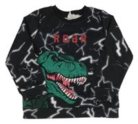 Černá vzorovaná mikina s dinosaurem Shein