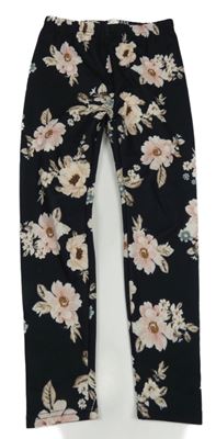Černé legíny s květy Shein