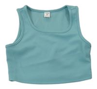 Modrozelený žebrovaný crop top Shein