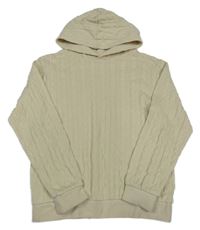 Béžová pletená mikina s 3D vzorem a kapucí H&M