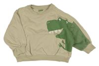 Béžová oversize mikina s dinosaurem George