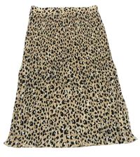 Broskvovo-černo-bílá vzorovaná plisovaná sukně F&F
