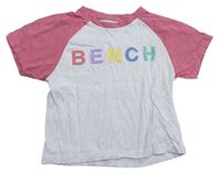 Bílo-růžové crop tričko s logem Bench