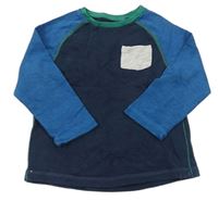 Tmavomodro-modré triko s kapsou Next 