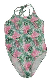 Bílé jednodílné plavky s listy Primark