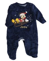 Tmavomodrý sametový overal s Mickeym zn. Primark