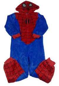 Tmavomodro-červená chlupatá kombinéza s kapucí - Spiderman Marvel