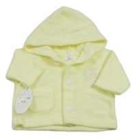 Nové - Žlutá fleecová propínací mikina s medvídkem a kapucí 