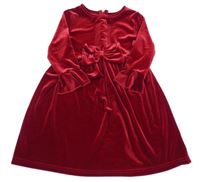 Červené sametové šaty s mašlí St. Bernard