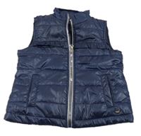 Tmavomodrá šusťáková prošívaná zateplená vesta Tiffosi