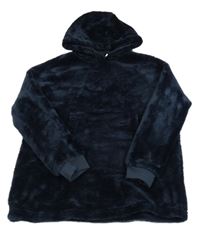 Tmavomodrá chlupatá ovesize mikina s kapucí Pepperts