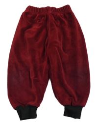 Červeno-černé sametové kalhoty