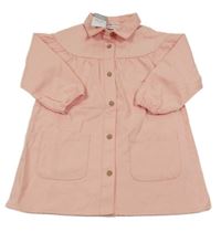 Nové - Lososové plátěné propínací šaty s límečkem So Cute