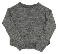 Šedo-černé melírované sportovní crop triko 
