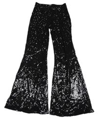 Černé flare kalhoty s flitry H&M