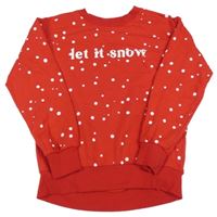 Červená puntíkovaná mikina s nápisem Destination