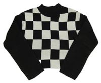 Černo-bílý kostkovaný crop svetr H&M