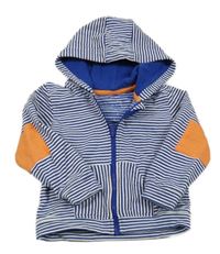 Tmavomodro-bílá pruhovaná propínací mikina s kapucí M&S