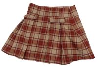 Cihlovo-starorůžová kostkovaná skládaná sukně C&A