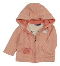 Broskvová propínací mikina s kočkou a kapucí Sergent Major