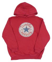 Fuchsiová mikina s logem a kapucí B&C