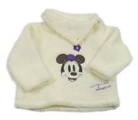 Smetanová chlupatá mikina s Minnií a límcem Disney