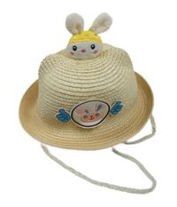 Béžový slaměnný klobouk se zajíčkem 