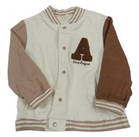 Smetanovo-starorůžovo-hnědá propínací baseballová mikina s písmenkem H&M