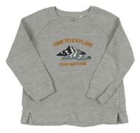 Šedá žebrovaná mikina s horami Topolino